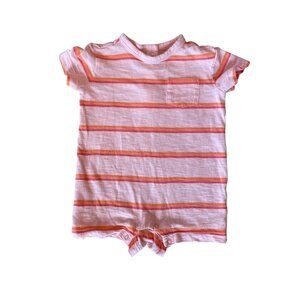 3-6M Primary Pink & Orange Striped Unisex Shortie